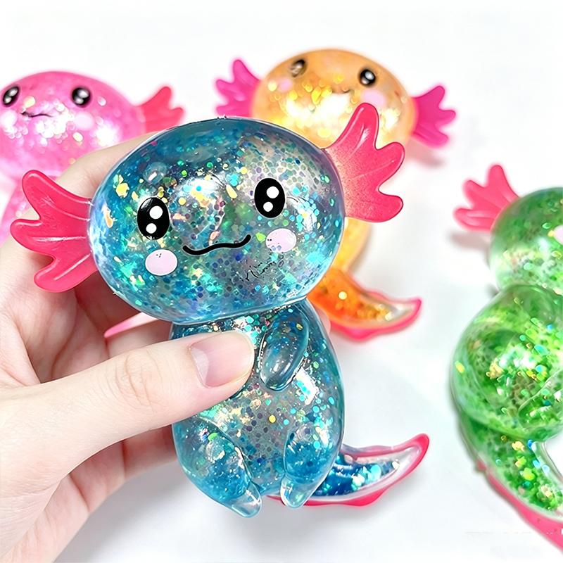 Γκλίτερ Μαλτόζη Αξολότλ Squishy Παιχνίδι Πίεσης Χαριτωμένο Διασκεδαστικό Ανακούφιση Άγχους Σαλαμάνδρα Αργής Ανάκαμψης Μπαλές Στρες Fidgets Παιχνίδια