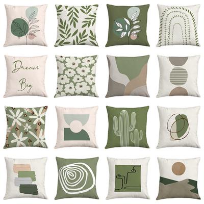 Simple Nordic Ins Style Home Pillow, Morandi Green Living Room Pillow, Soft Literary Abstract and Fresh Sofa Decoration