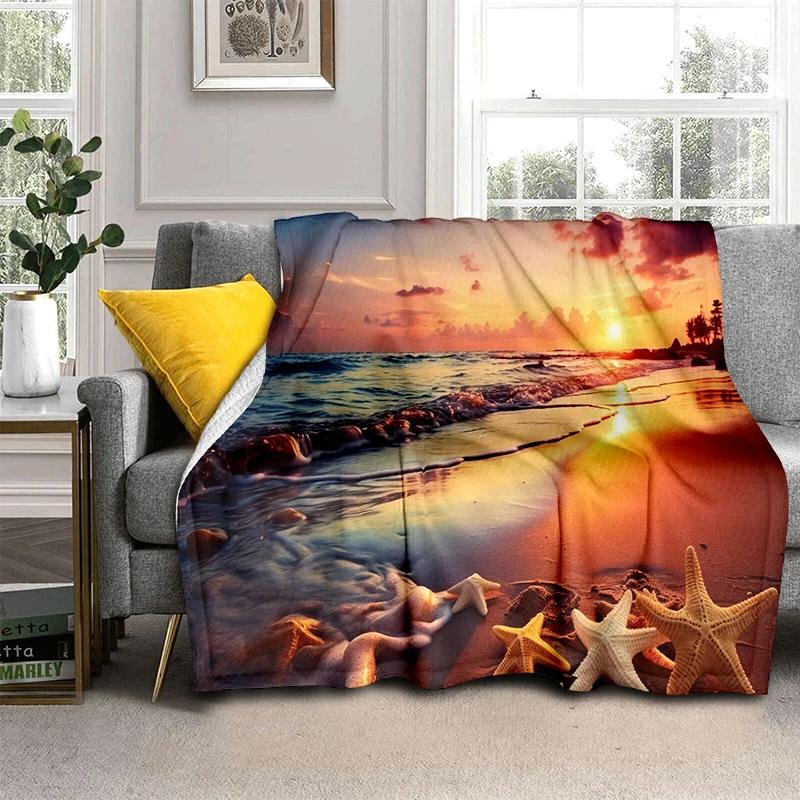 3D Starfish Beach Shell Sea Star Sand Blanket,Soft Throw Blanket for Home Bedroom Bed Sofa Picnic Travel Office Cover Kids Gift
