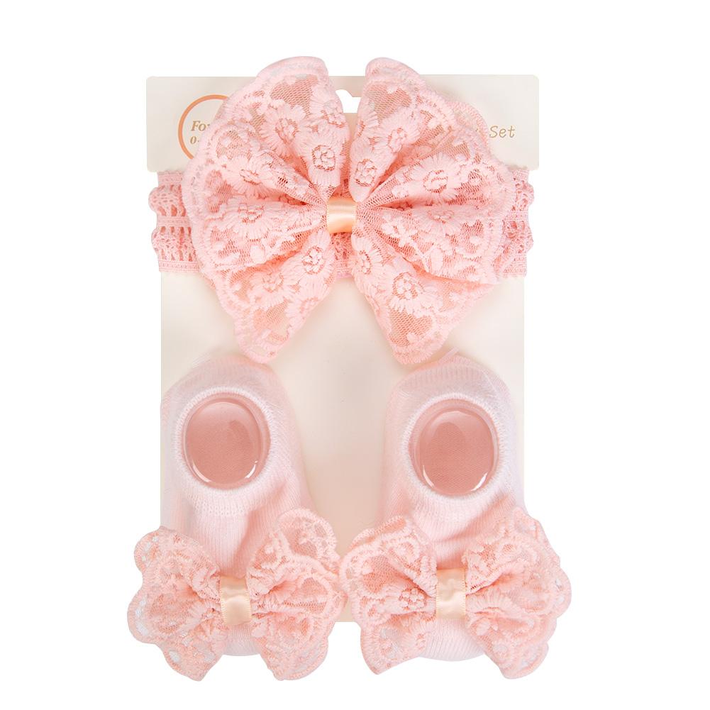 3 Stück/Set Creme Spitze Baby Stirnbänder&Socken Neugeborene Prinzessin Mädchen Breit Strass Perle Elastische Haarbänder Kinder Kopfschmuck Po Requisiten