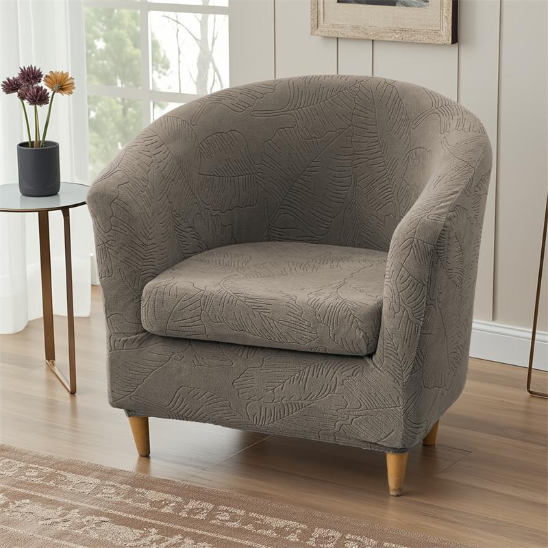 2pcs/set Jacquard Club Tub Chair Cover Elastic Single Armchair Protective Case Pet-friendly Couch Cover with Cushion Cover Home
