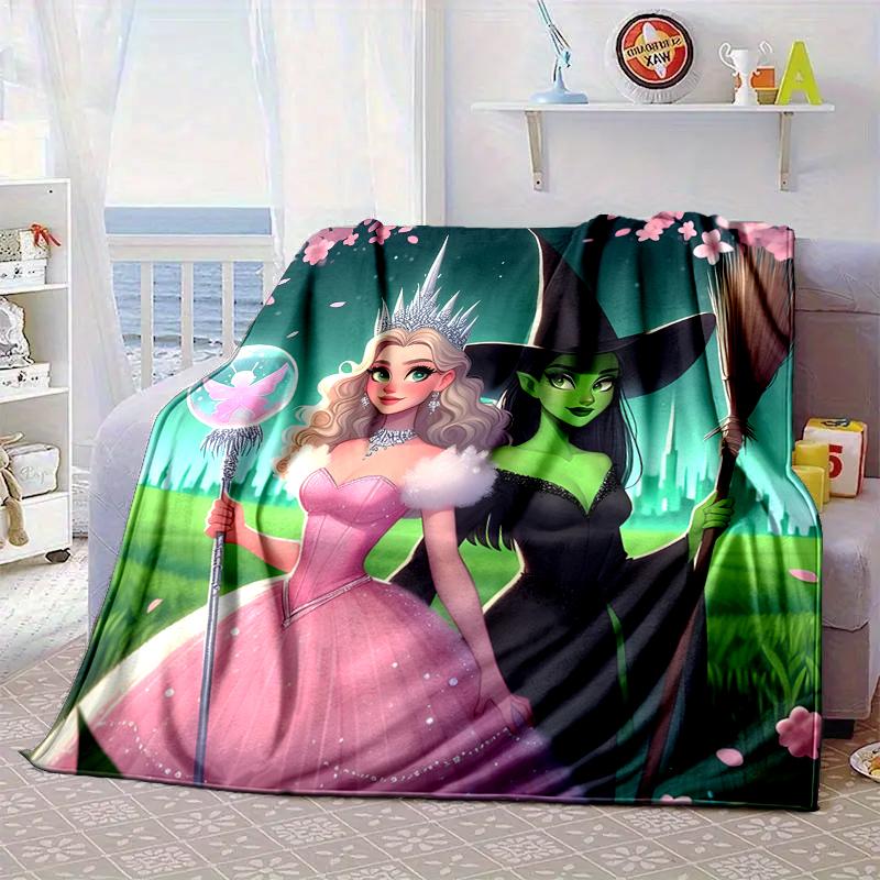 Magic Witch And Friendship Blanket Flannel Blanket for Bed, Sofa, Camping, Hiking, Picnic Essentials, Gift for Family Fan Gifts