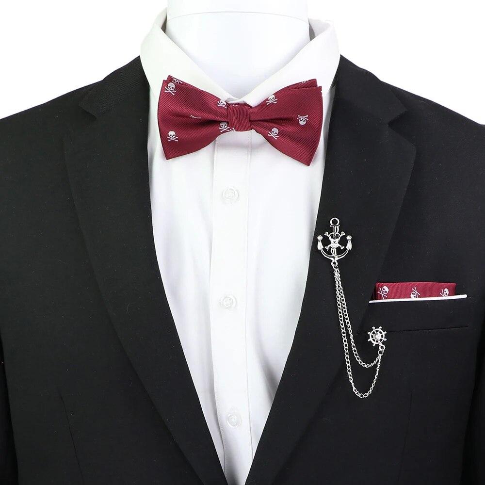 Набір краваток-метеликів, візерунок із зображенням черепа-дракона, чоловіки, платок із метеликами, брошка з китицями, весілля, вечірка на Хелловін,