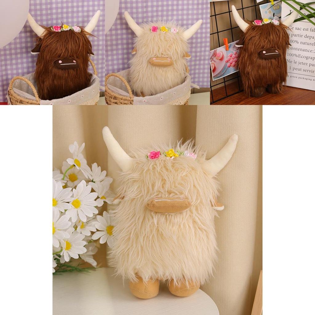 Adorable Highland Cow Toy Brown Or White 20cm Height 85g Weight