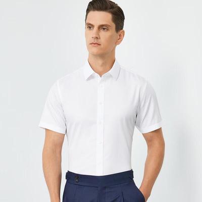 Fengxun Men's Short Sleeve 100% Cotton Non-Iron Business Shirt