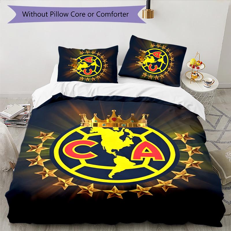Club América 3pcs Bedding Set Duvet Cover Closure Includes 1 Duvet Cover & 2 Pillowcases for All Seasons Bedroom Home Dorm Decor