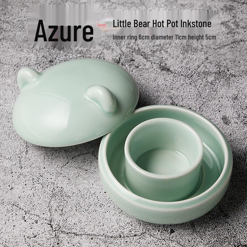 Ceramic Hot Pot Inkstone with Lid