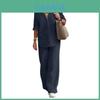 Casual Two Piece Set For Women With Long Sleeve Shirt And Wide Leg Pants For Spring And Fall Comfort