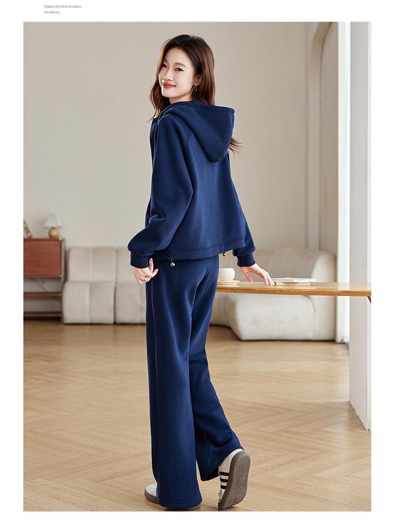 Damen Fleecegefüttertes Schlankheits-Sportswear Zweiteiler, Herbst/Winter 2024 Mode, Verjüngend, Lässig und Locker.
