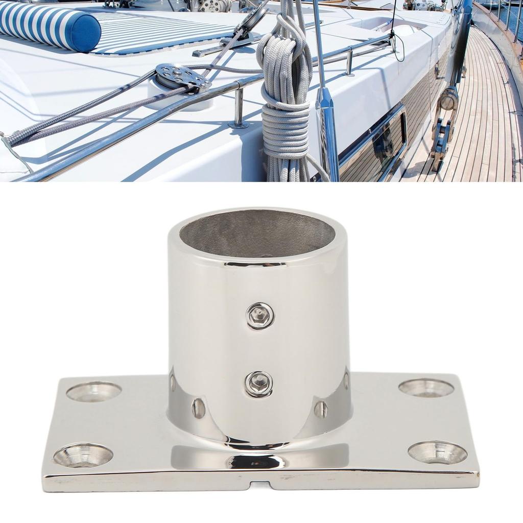 Boat Handrail Fitting Rectangle Base Silver Sturdy Rust-proof Rail for