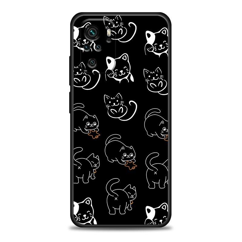 Funny Cute Cat Line Art Phone Case For Xiaomi Redmi Note 11 10 9 8 Pro 9S 8A 10S 11S Soft Cover For Redmi Note 8Pro 10Pro Fundas