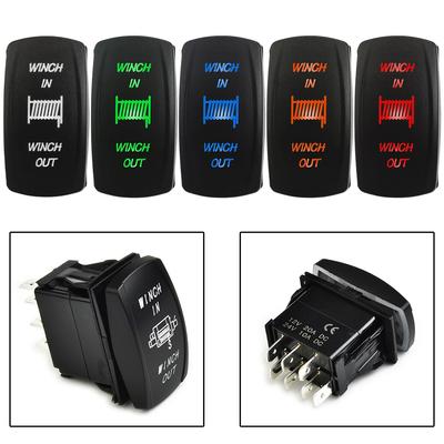 Marine Truck UTV 7 Pin LED Rocker Switch Winch In Out Momentary Control For Off-Road Equipment Accessories