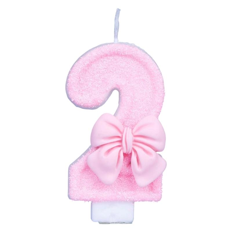

Pink Birthday Candle Decorative Ribbon Shape Number For Party Cake Toppers Safe Paraffinic Decoration Candle