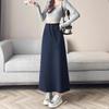 New 2025 Slimming Black High-Waisted A-Line Midi Skirt for Women - Early Autumn Versatile, Lazy Style