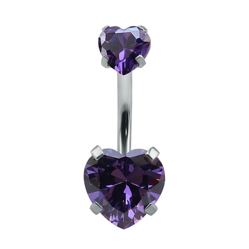 Heart-Shaped Zircon Titanium Steel Navel Rings - Customizable European & American Design (2022)