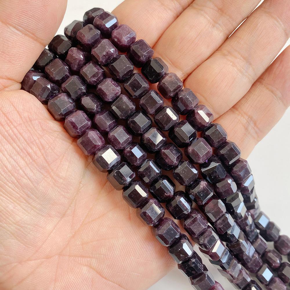 7-8MM Faceted Square Shape Chalcedony Natural Stone Loose Cube Spacer Beads for Jewelry Making Diy Bracelet Accessories