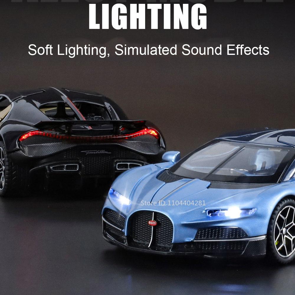 1:32 Tourbillon Bolide Alloy Diecast Sports Car Model Toys Sound Light Pull Back Doors Opened Miniature Vehices Adult Boys Gifts