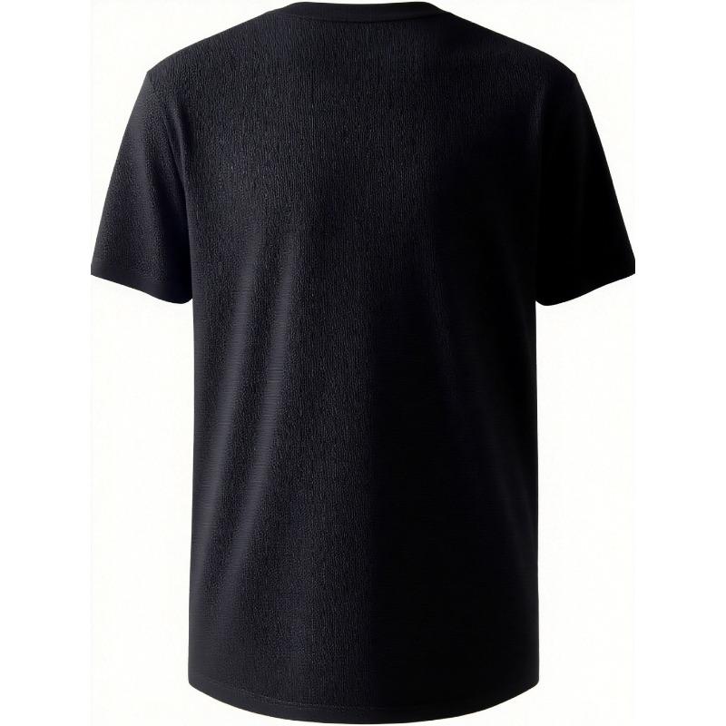 T-shirt da uomo taglia europea, Semplice e pulita, Rilassata e casual, T-shirt estiva casual a girocollo a maniche corte con motivo chitarra e linea battito cardiaco da uomo