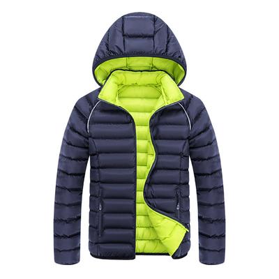 New Men's Cotton-padded Clothes Color Matching Zipper Hooded Cotton-padded Clothes Casual Thickened Men