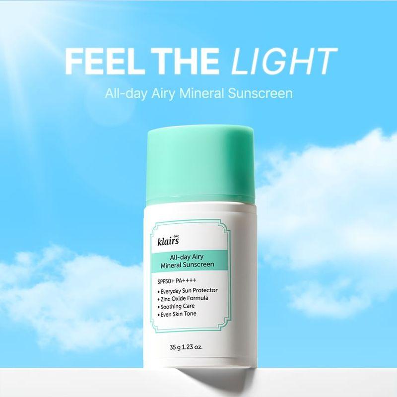 dear, klairs All-day Airy Mineral Sunscreen