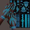 Glow In The Dark Indian Lace Tattoo Stickers - Henna Style Hand Body Art