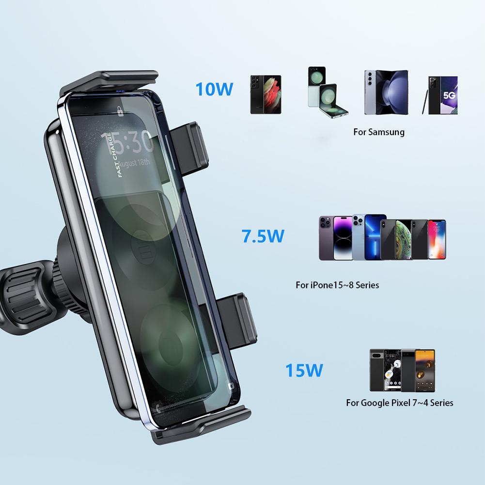Wireless Fast Charging Suction Cup Auto Phone Holder Universal IPhone Car Smart Angle Air Conditioner Vent  Phone Base