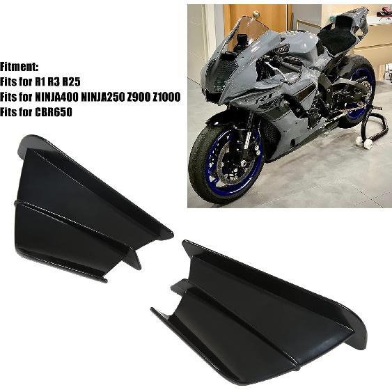 Motorcycle Side Winglet,Motorcycle Side Spoiler Front Fairing Aerodynamic Winglets for 250 Z900 Z1000 (Glossy Black)