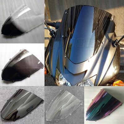 Motorcycle Double Bubble Windshield WindScreen Screen For 2004 2005 2006 2007 Kawasaki Z750S Z 750S Z750 S Black Iridium Chrome