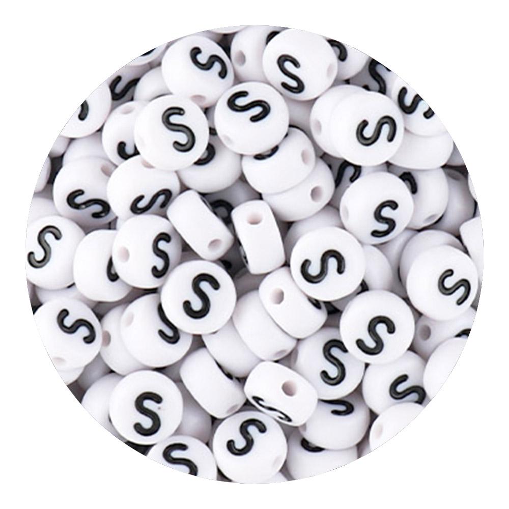 50/100/200pcs/Lot 7x4mm White A-Z Round Alphabet Acrylic Letters Beads Loose Spacer For Jewelry Making DIY Bracelet Accessories