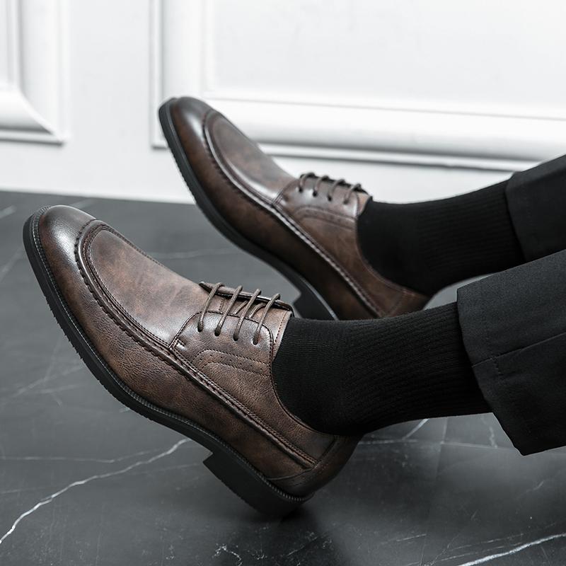 

2026 Autumn New Cross border Leather Shoes for Men s Casual One Step Stepping British Business Formal Large Size Set Leather Sho 38 коричневый