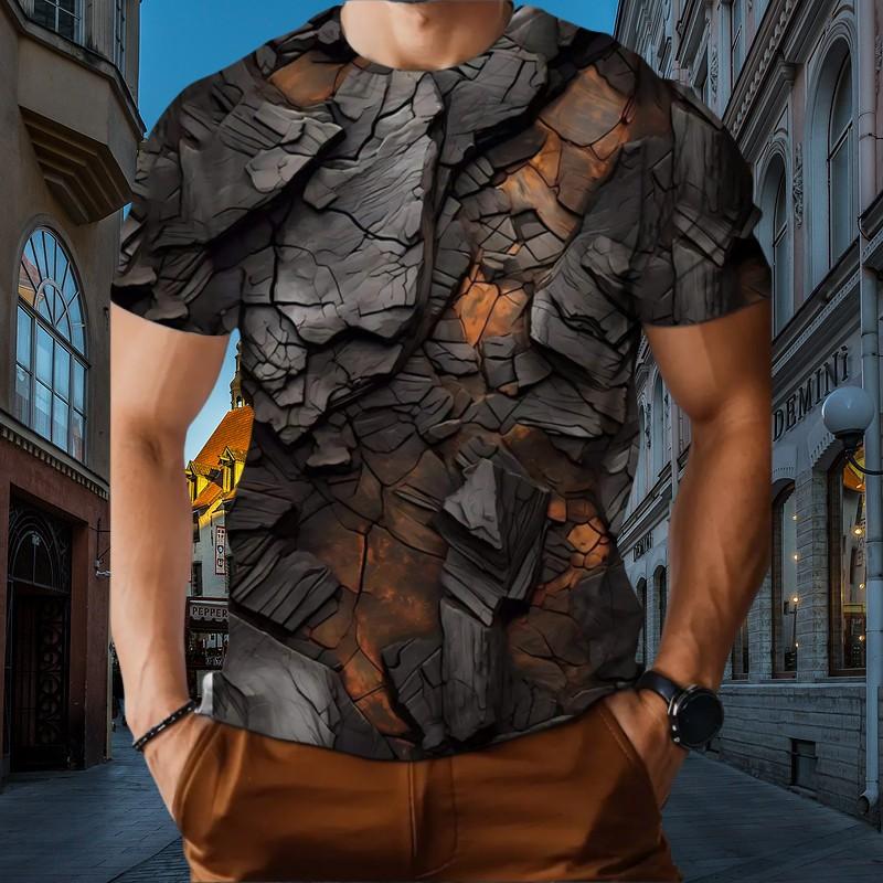 

Трехмерный геометрический 3D-принт летняя мужская футболка модный тренд креативная повседневная футболка свободный пуловер с О-образным воротником M