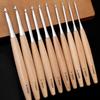 High-Quality Solid Wood Crochet Hook Set with Wooden Handles for Yarn and Sweater Knitting.