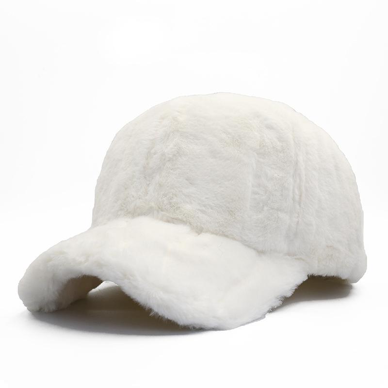 Hat Women's Winter Warm Thickened Plush Baseball Cap Outdoor Solid Color Fashion Casual Plush Cap
