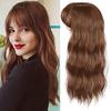 Body Wavy/Curly Hair Topper With Air Bangs For Women,Synthetic Hairpiece Clip in Hair Extension Add Volume Wig for Covering White Hair Hair Loss
