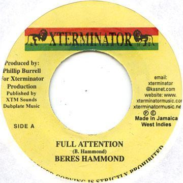 

7inch Record BERES HAMMOND - Full Attention NONE XTerminator Jamaica Reggae, Ska & Dub Used