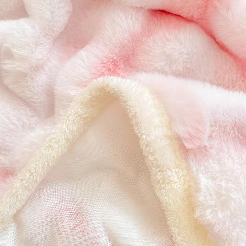 Luxuriöse Superweiche Decke aus Kunstkaninchenfell Flauschige Rosa Weiße Farbverlaufs-Überwürfe für Sofa Bett Winter Warm Dicke Plüschdecke