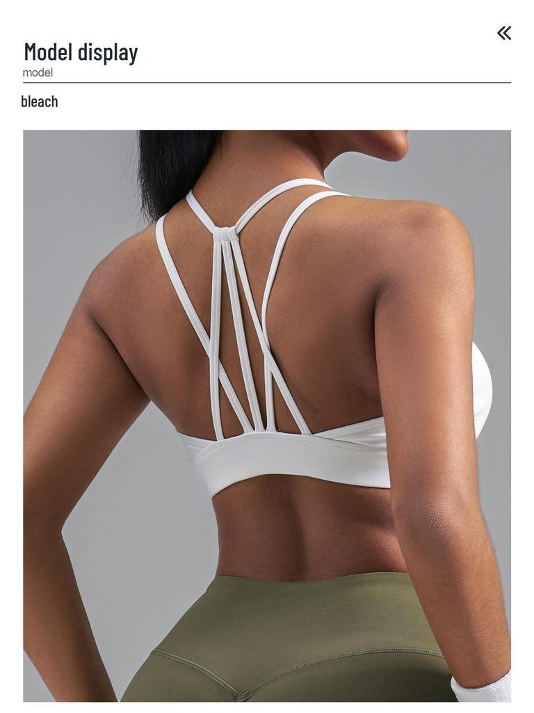 Juyitang European Size Shockproof Sports Bra with Thin Straps and Fixed Cups for Yoga