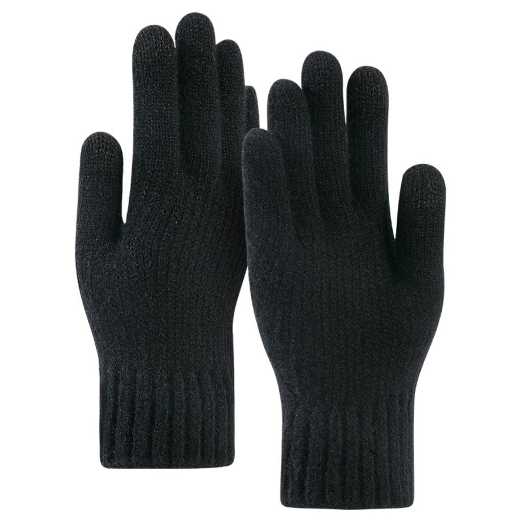 Winter Knitted Gloves, Full-finger Outdoor Wool, Fleece-lined And Thickened