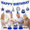 11Pcs Happy Birthday Decorations Kit for Men, Blue Sliver Happy Birthday Banner, Awesome Since Glitter Banner Party Supplies, Bday Decor Centerpieces