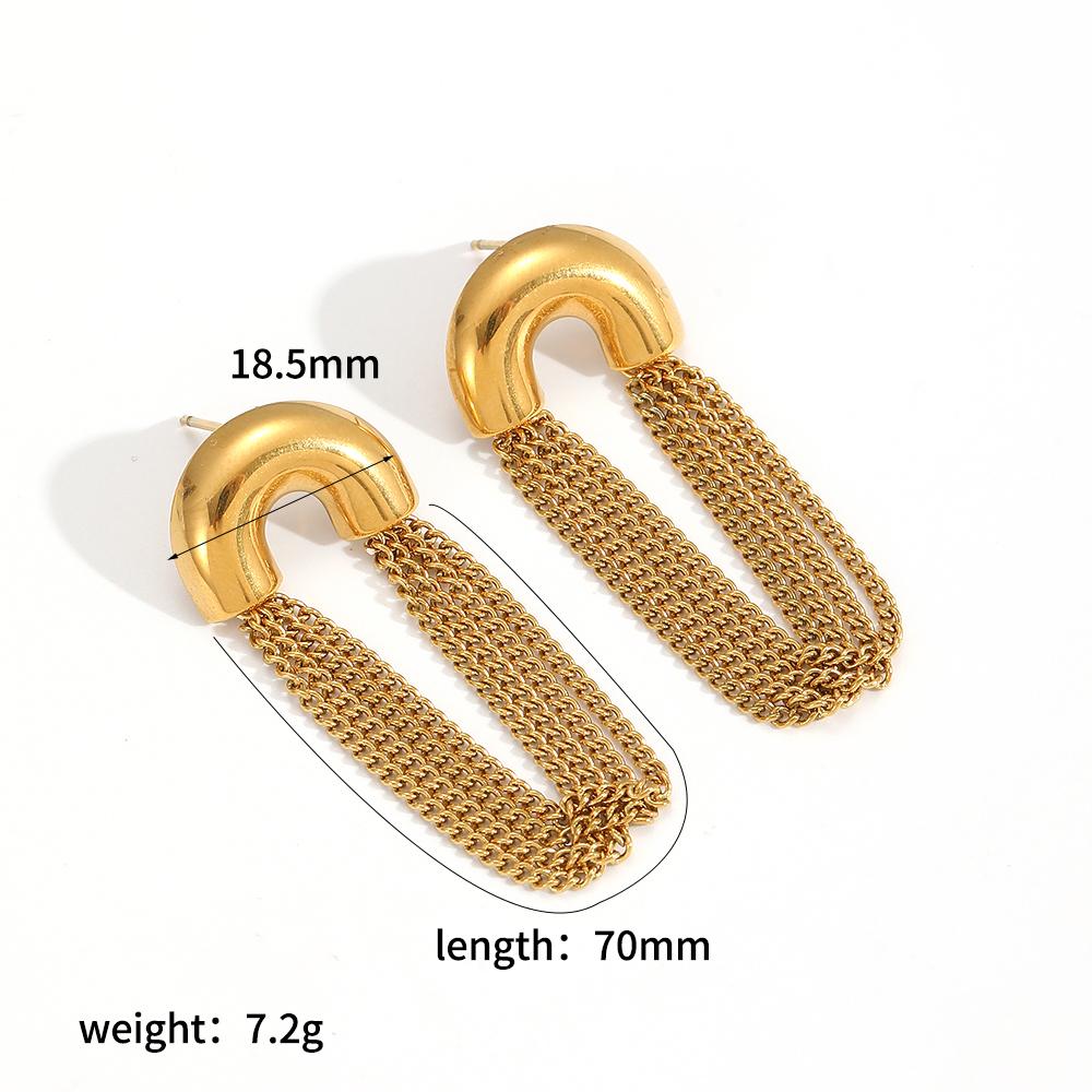 

Fashion Design Stainless Steel Tassel Chain Earrings Waterproof Personalized Daily Jewelry for Women