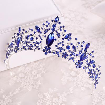 Tiare da Sposa in Cristallo Blu Rosa per Matrimonio Corone di Strass Gioielli per Capelli da Sposa Diademi Fasce per Capelli Copricapo da Concorso