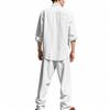 2025 American Style Men's Linen Beach Set: Casual, Breathable Long Sleeve Shirt & Pants