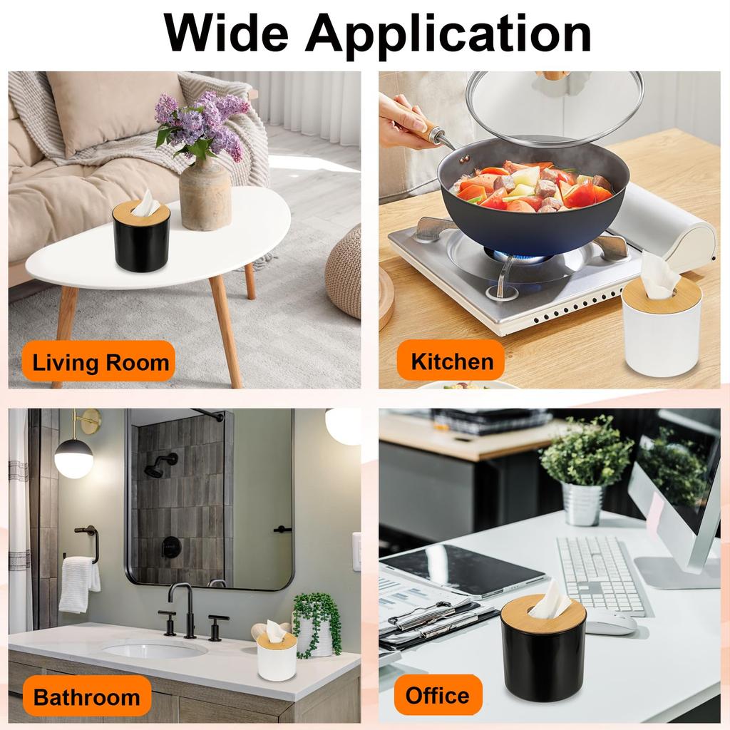 uxcell Round Tissue Box Cover with Lid, Toilet Paper Holder for Home, Bathroom, and Office Use, White