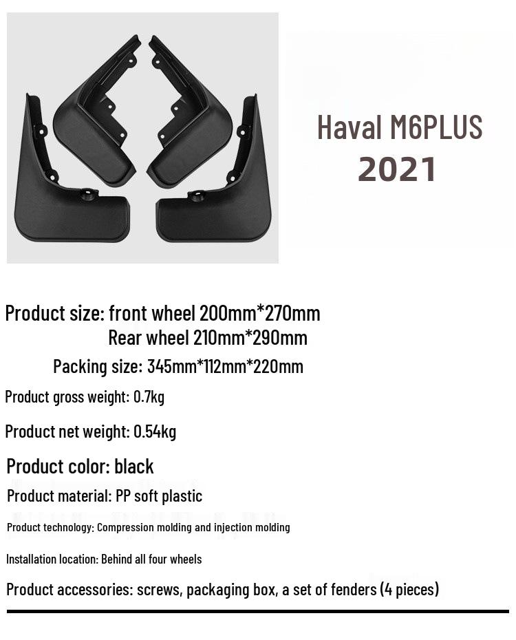 Gummischmutzfänger für 21-23 Great Wall Haval M6 Plus Reifen