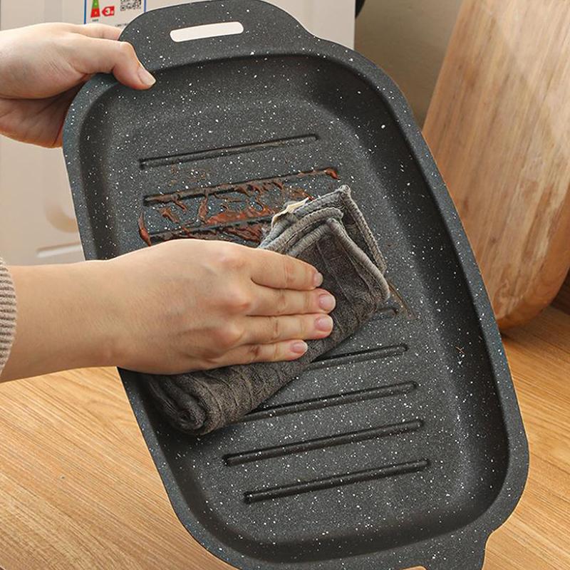 Griddle Pan Multi Functional Black Portable Frying Pan Rectangular Nonstick For Pancakes Kitchen Indoor Outdoor Home Meats