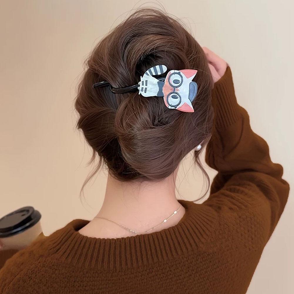 Funny Cute Cartoon Cat Twist Hair Clips Hairgrip For Women Girls Cat French Twist Banana Hair Claw Barrettes Hair Accessories