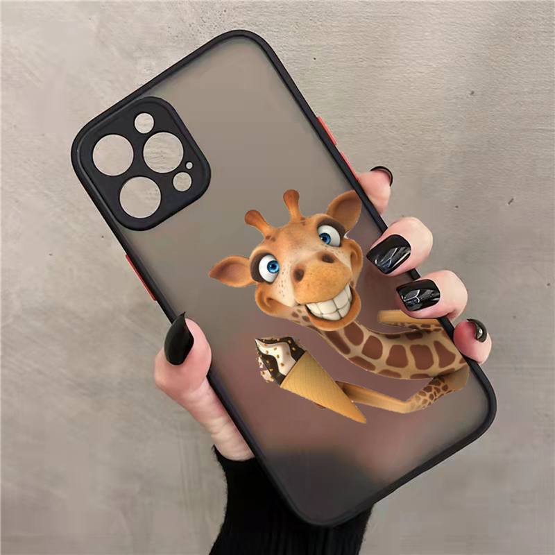 Žirafa zvíře roztomilé a vtipné Pouzdro na telefon matné průhledné Pro iphone 7 8 11 12 13 plus mini x xs xr pro max kryt