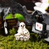 Halloween Harz Geister Schädel Grabstein Miniatur Figuren Puppenhaus Zubehör Halloween Hause Tisch Blumentopf Dekor