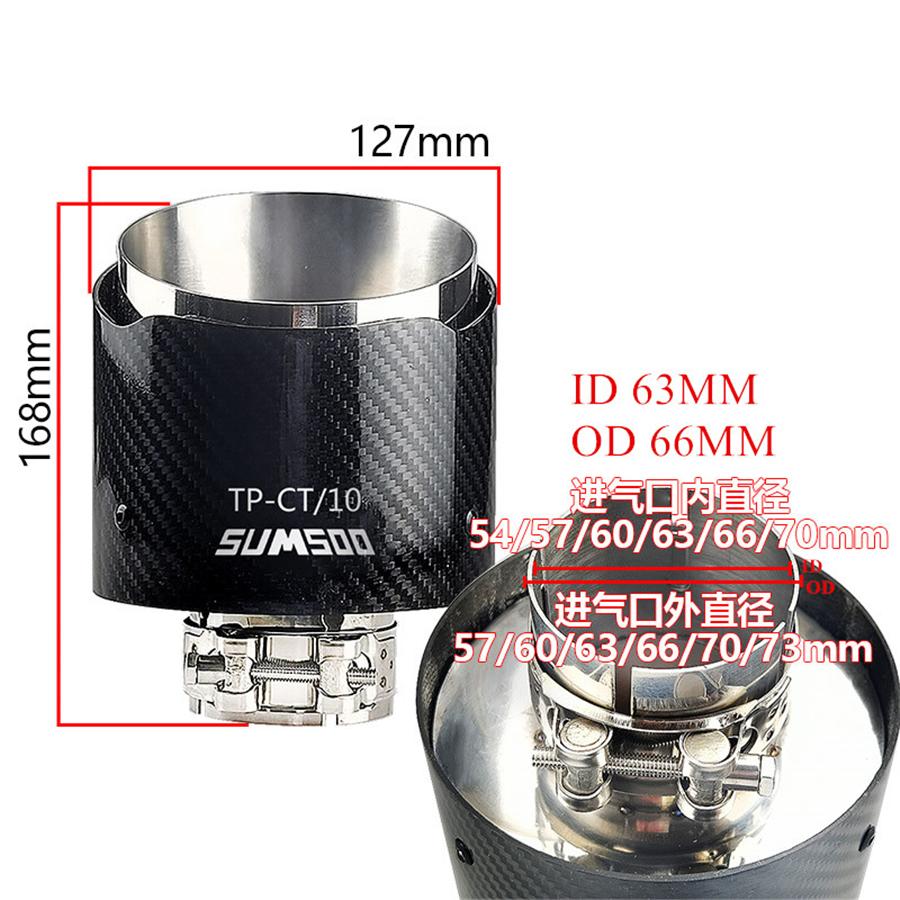 1pcs Car Carbon Fiber Exhaust Tip Muffler Pipe Universal Pipes Tail 63mm 2.5"Inlet 127mm 5"Outlet