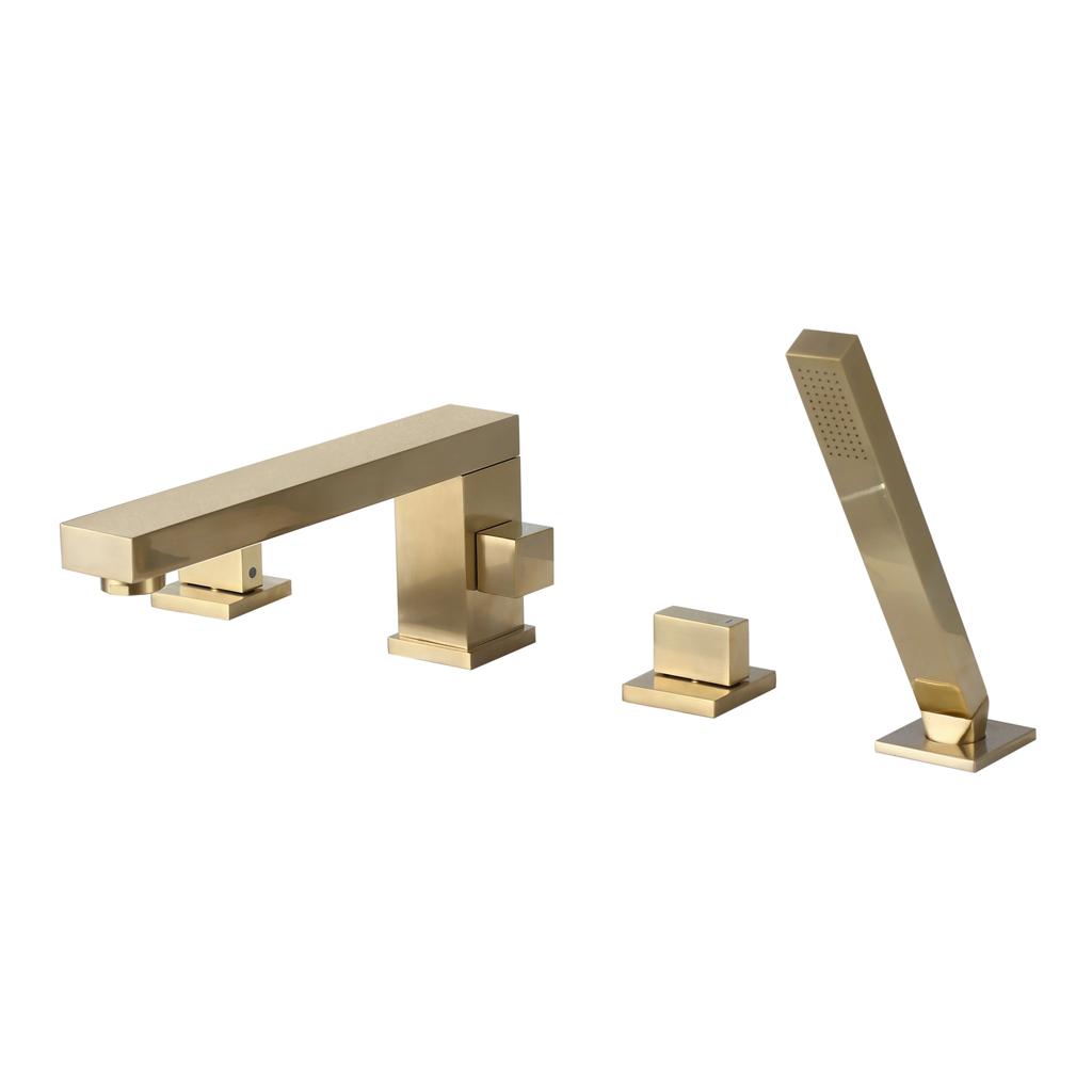 Bathtub Filler Mixer Tap Bathroom Faucet With Hand Shower Head Deck Mount Countertop Double Handle 4 Holes Chrome Brass Hot Cold